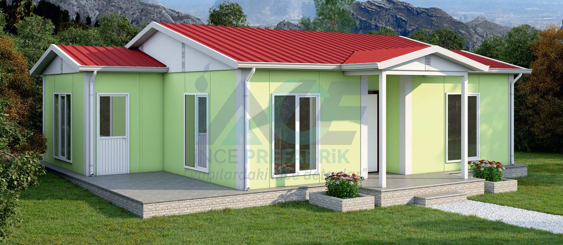 IP108 72m² 2+1 Tek Katlı Prefabrik